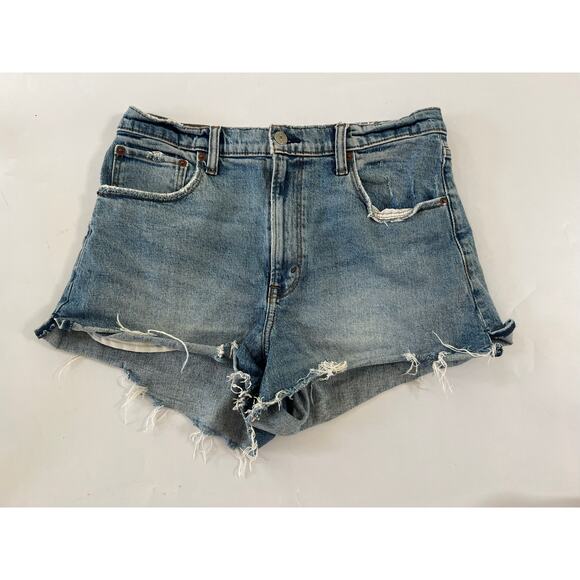 Abercrombie & Fitch High Rise Cutoff Blue Denim Shorts Womens Size 30 - Picture 1 of 13